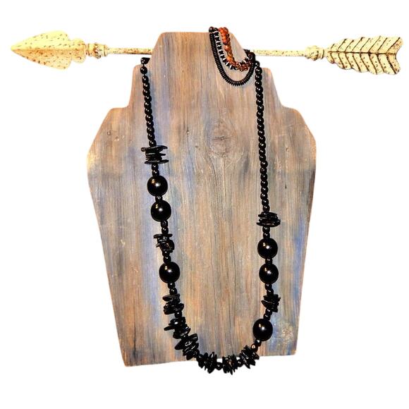 Vintage Tribal Wooden Seeds, Beads Necklace & Bracelet Jewelry Set - Picture 2 of 11